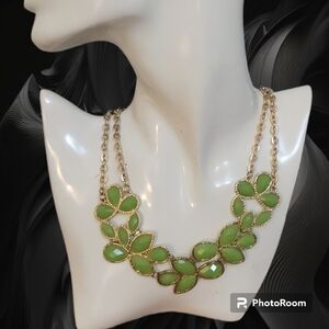 3/$30 Y2k Lime Green Goddess Bib Double Chain Necklace
